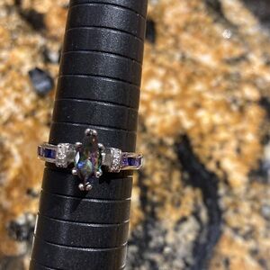 Sterling Silver faux mystic topaz blue and Purple Women's Ring size 7.5
